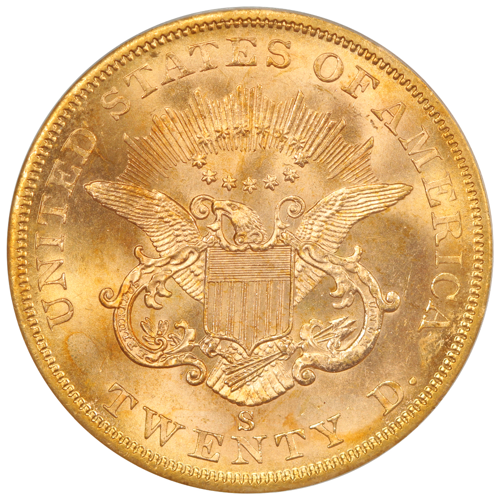 image for: 1857-S $20  PCGS MS64