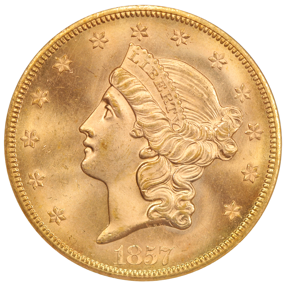 image for: 1857-S $20  PCGS MS64