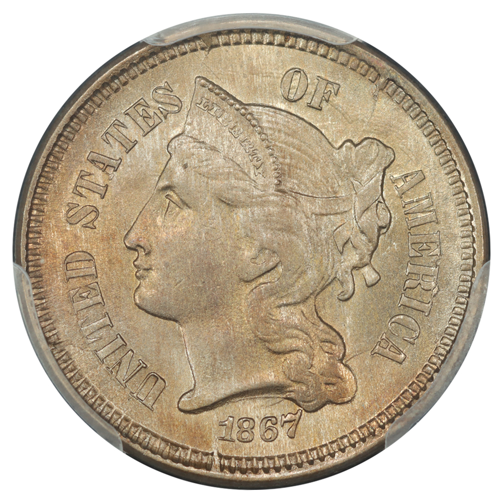 image for: 1867 3cN PCGS MS64