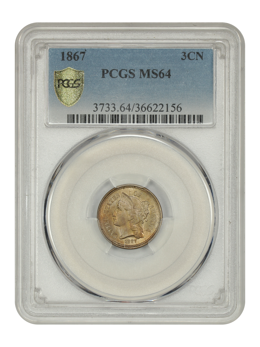 image for: 1867 3cN PCGS MS64