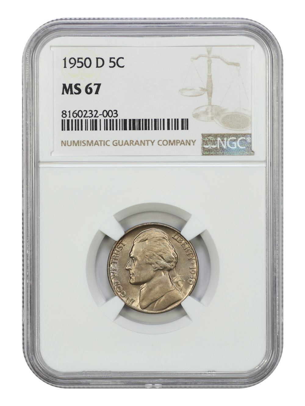 image for: 1950-D 5c NGC MS67