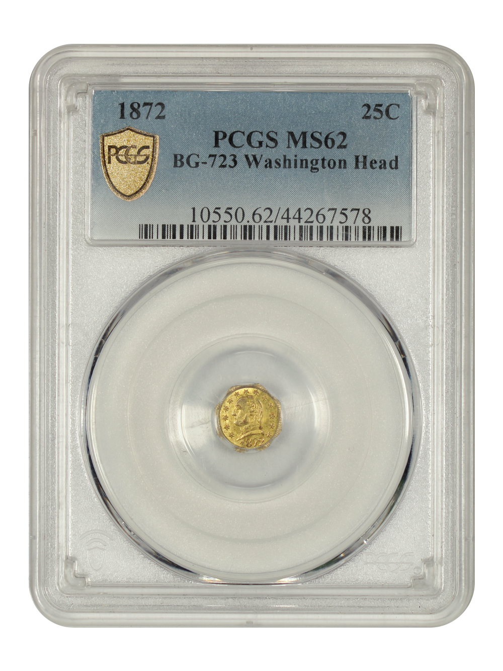 image for: 1872 BG-723, Washington Head 25c PCGS MS62