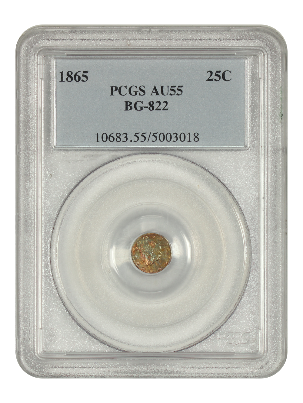 image for: 1865 BG-822 25c PCGS AU55