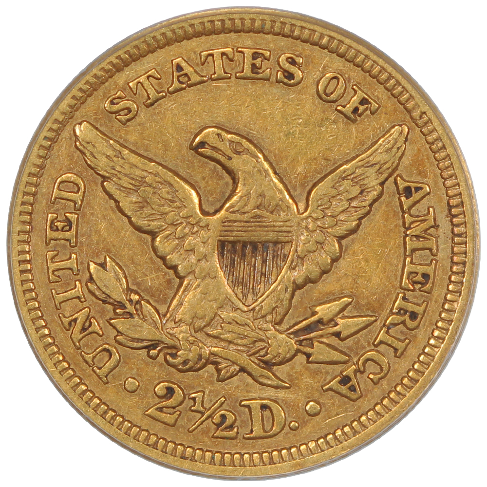 image for: 1848 $2 1/2 PCGS VF35