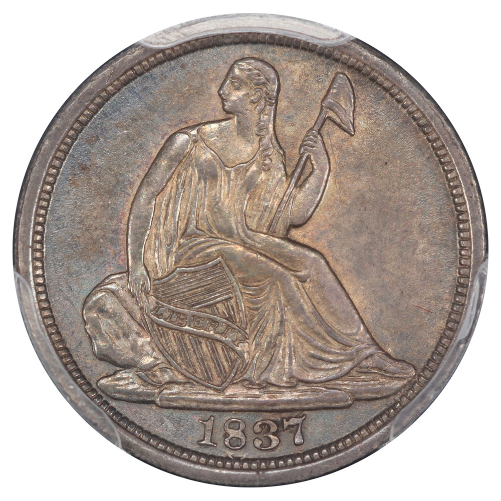 image for: 1837 No Stars, Large Date H10c PCGS MS63