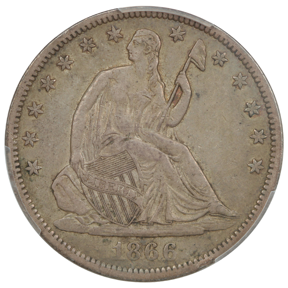 image for: 1866-S No Motto 50c PCGS XF40