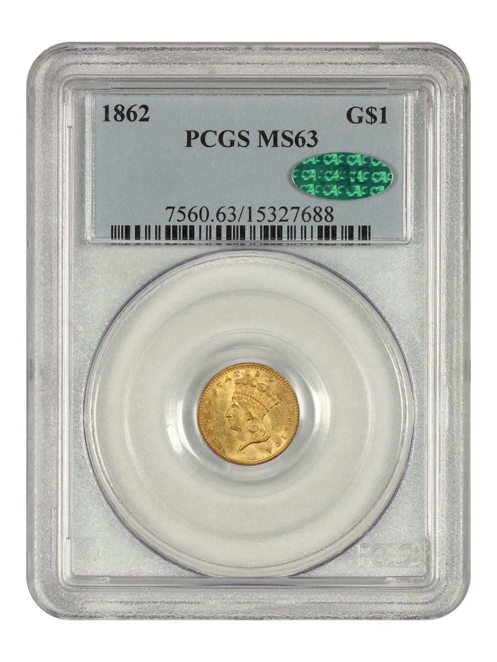 image for: 1862 G$1 PCGS MS63