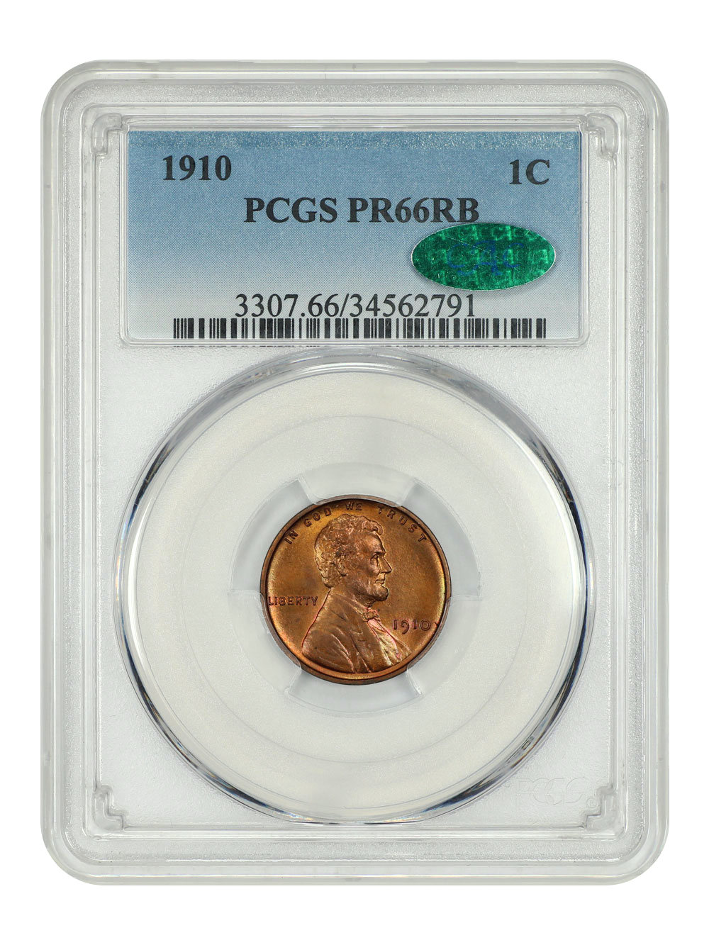 image for: 1910 Matte Finish 1c PCGS PR66 RB