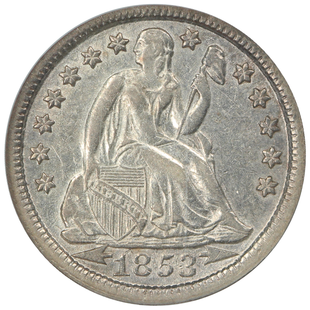 image for: 1853 Arrows 10c NGC AU53