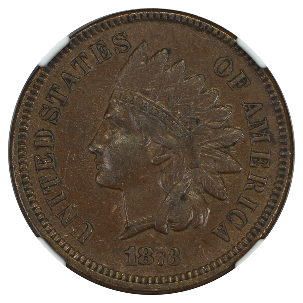 image for: 1873 Open 3 1c NGC AU55 BN