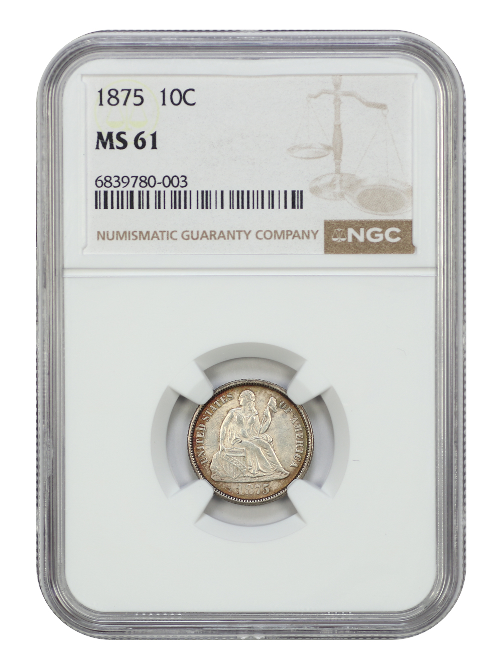 image for: 1875 10c NGC MS61