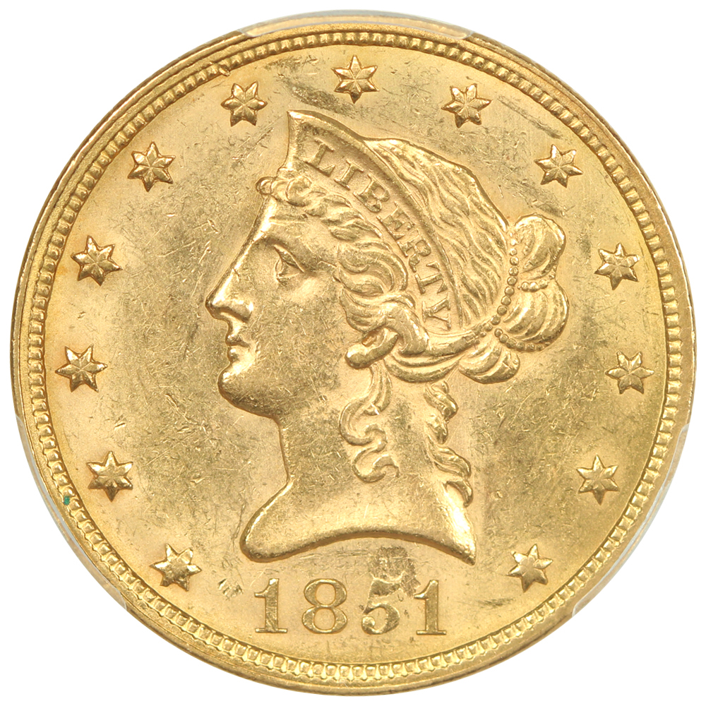 image for: 1851 $10  PCGS MS61
