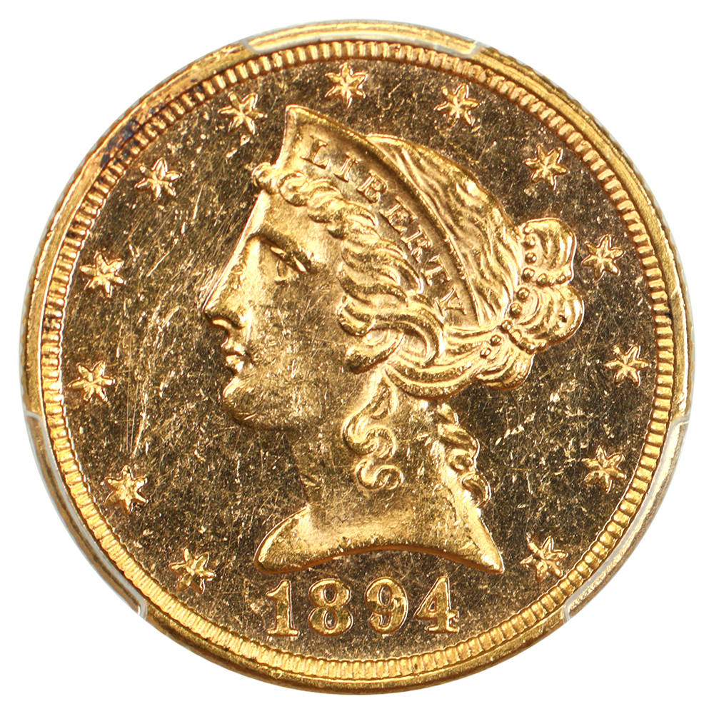 image for: 1894 $5  PCGS MS61