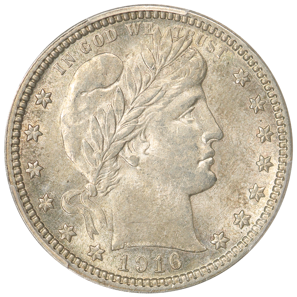 image for: 1916-D Barber 25c PCGS MS62