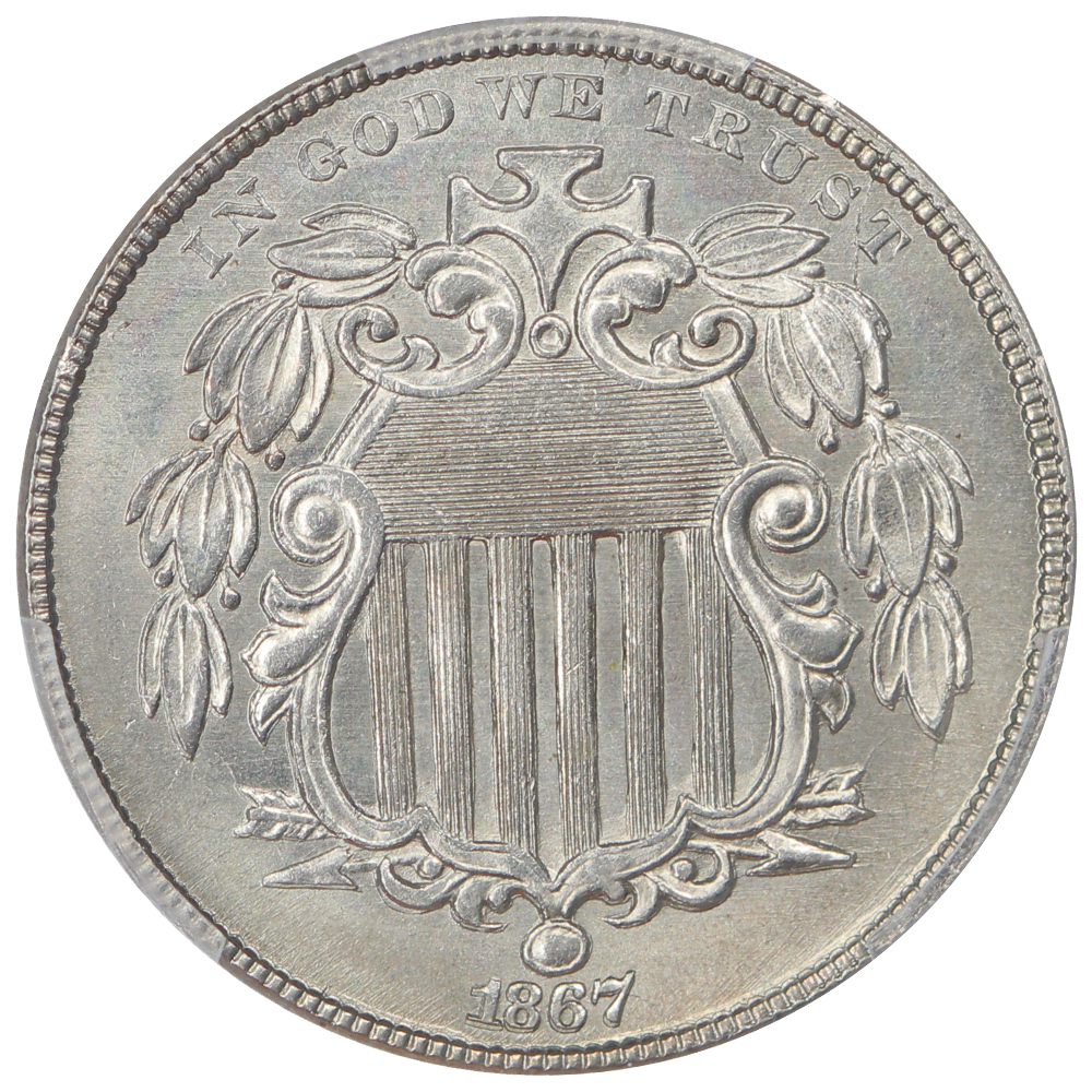 image for: 1867 Rays 5c PCGS MS66