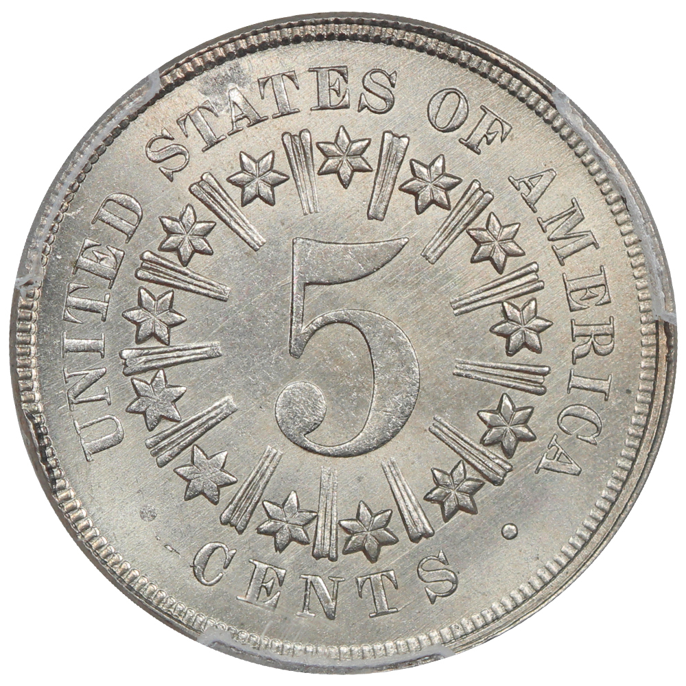 image for: 1867 Rays 5c PCGS MS66