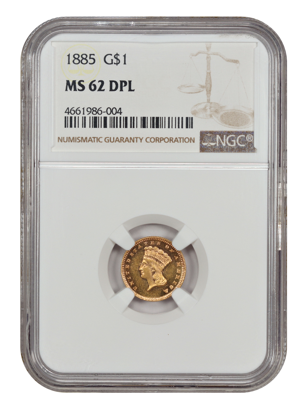 image for: 1885 G$1 NGC MS62