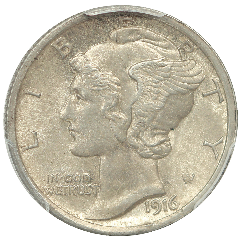 image for: 1916 Mercury 10c PCGS MS63 FB