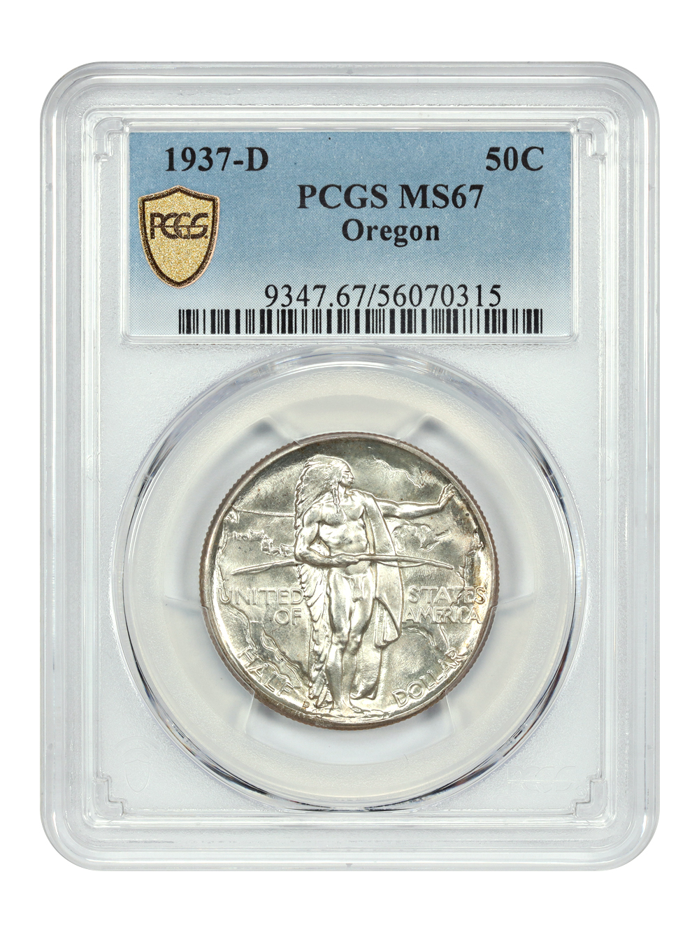 image for: 1937-D Oregon Trail 50c PCGS MS67