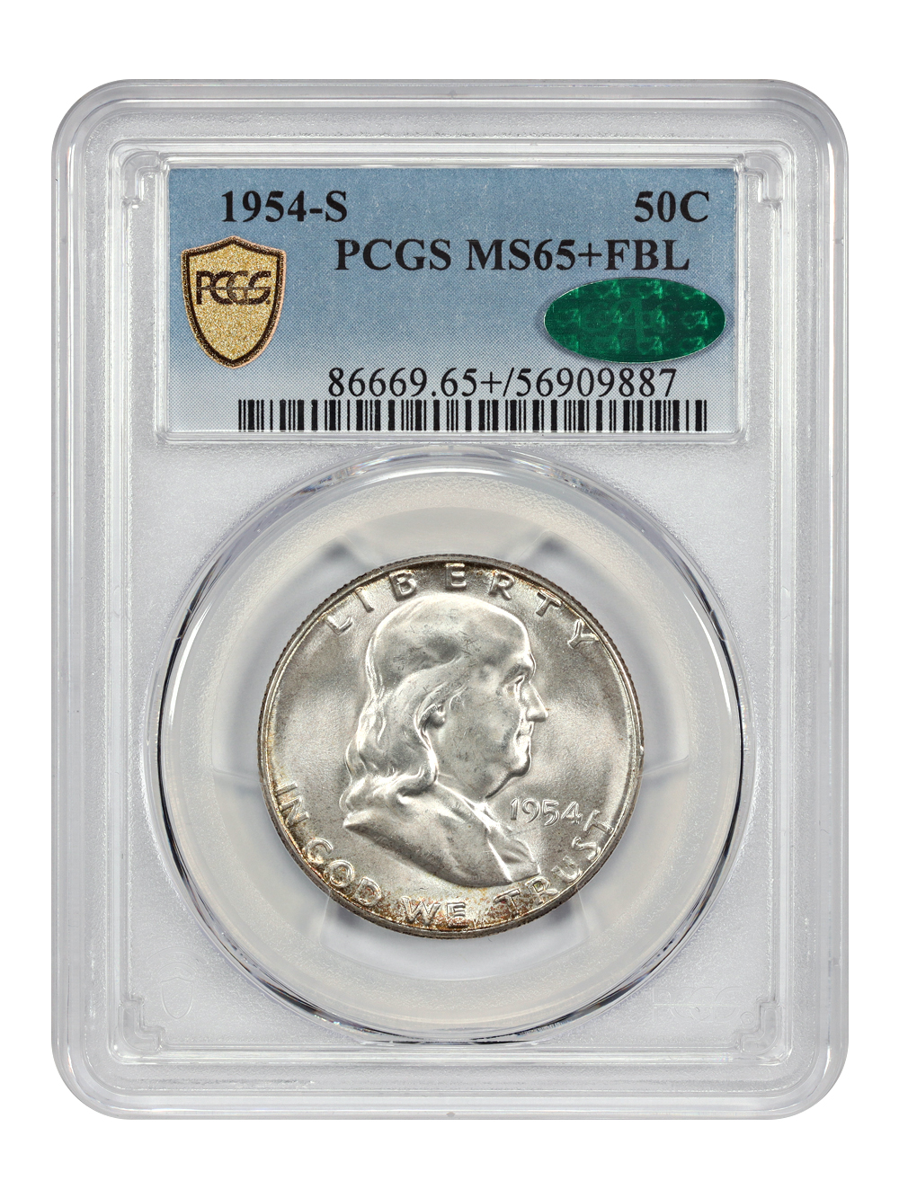 image for: 1954-S 50c PCGS MS65 FBL