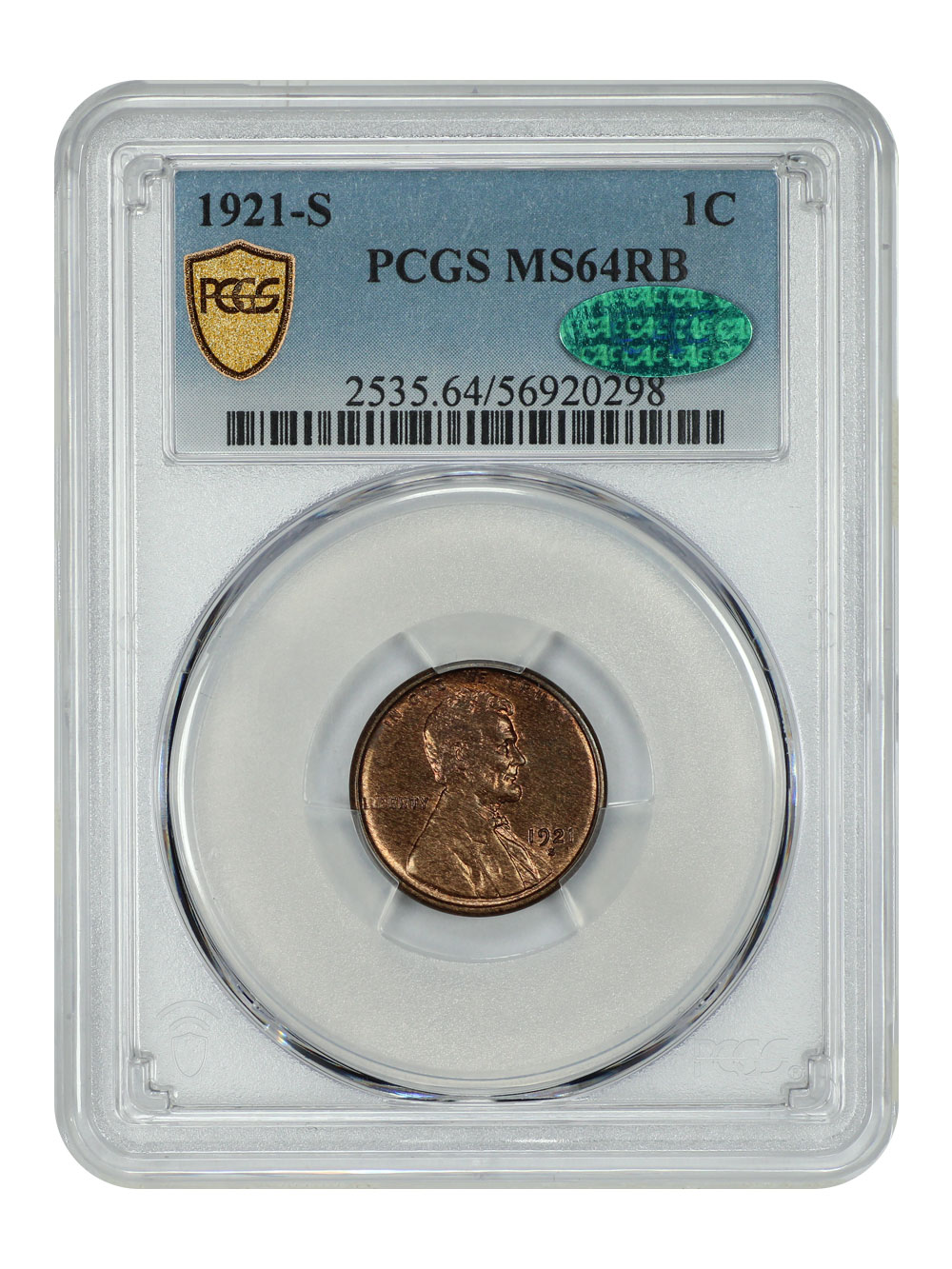 image for: 1921-S 1c PCGS MS64 RB