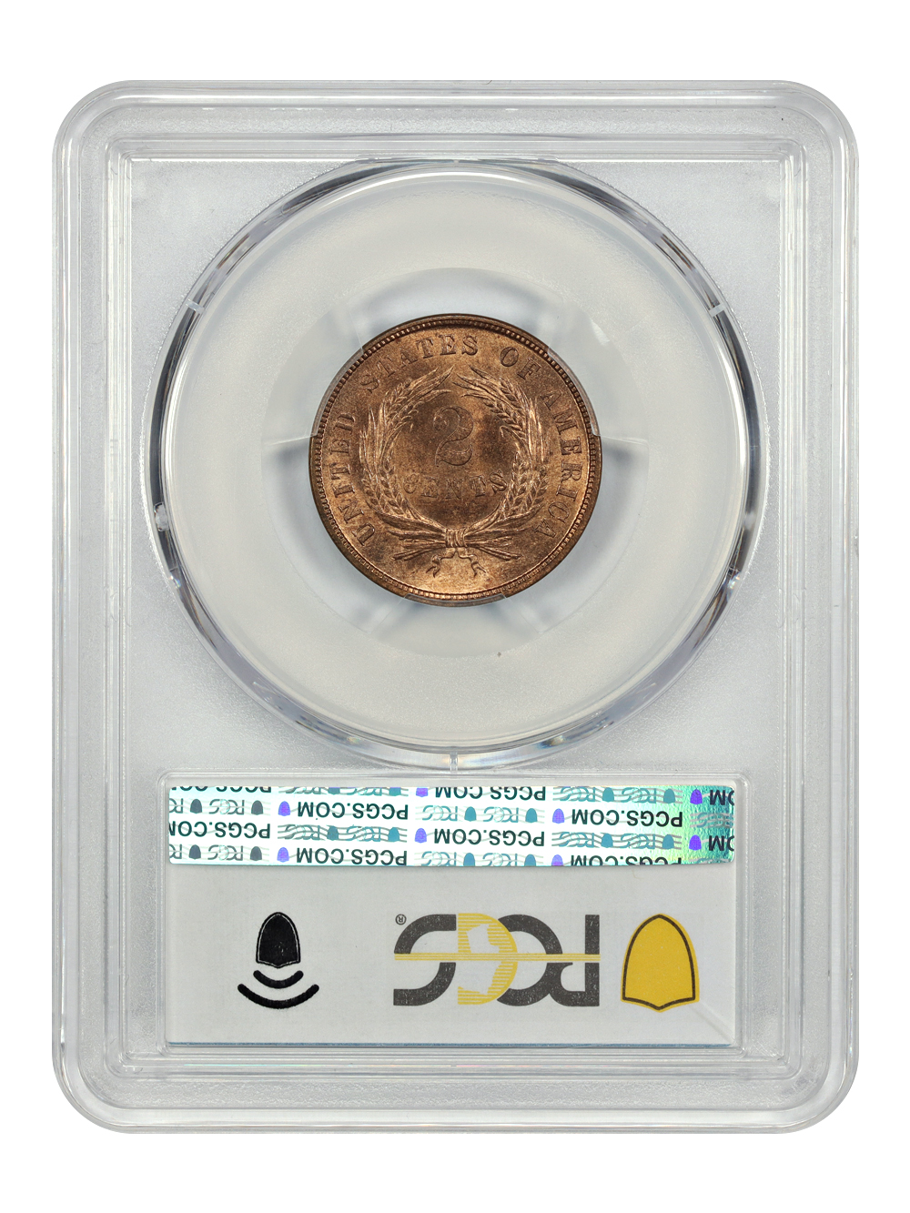 image for: 1864 Large Motto 2c PCGS MS66 RB