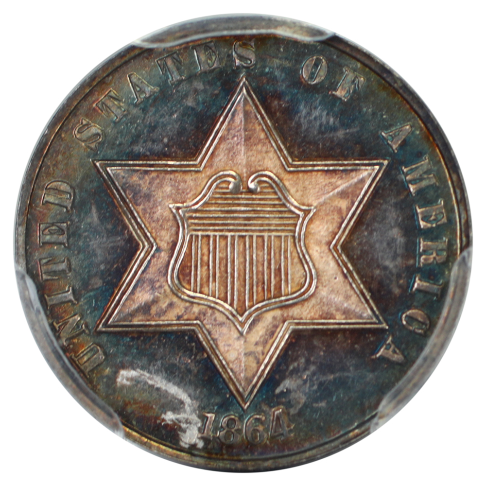 image for: 1864 3cS PCGS PR65 CAM