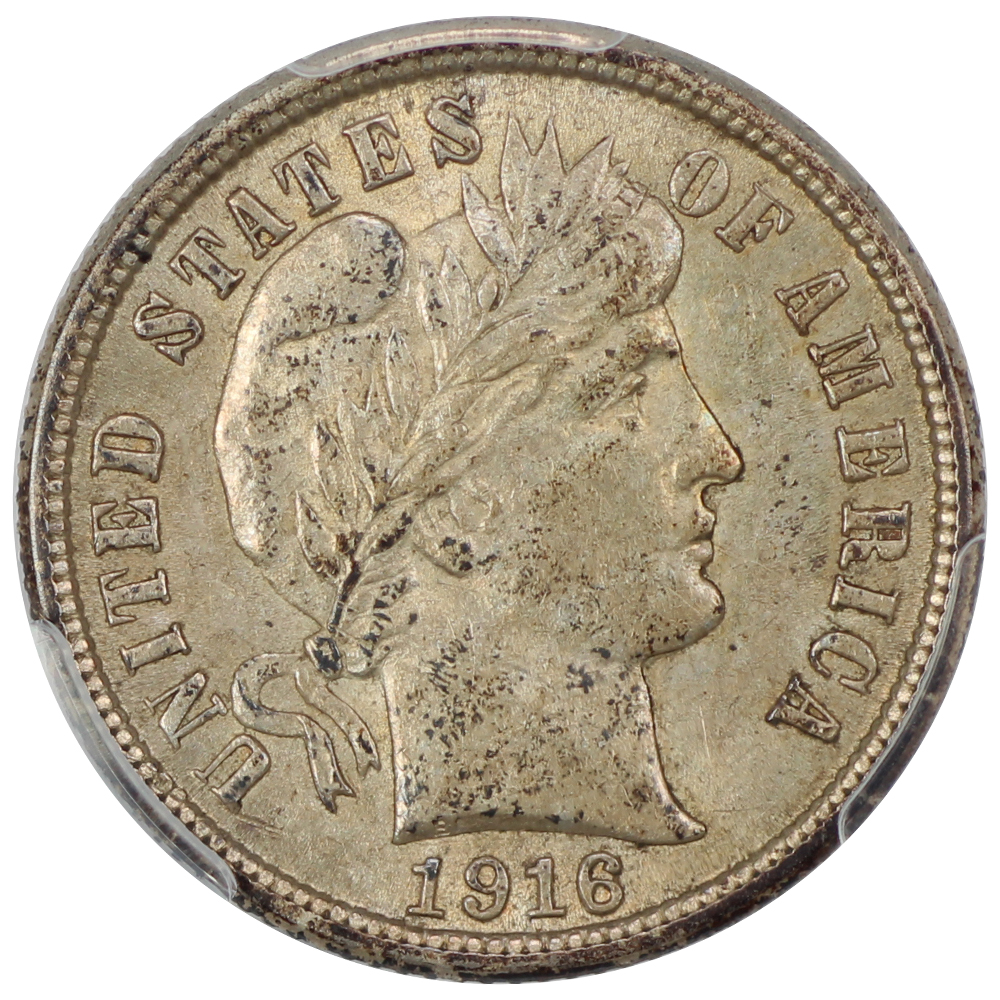 image for: 1916 Barber 10c PCGS MS62