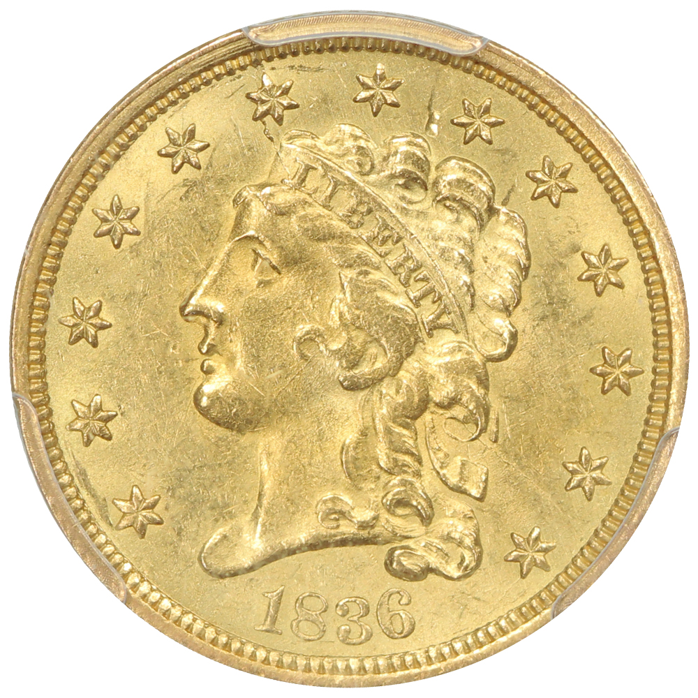 image for: 1836 Script 8 $2 1/2 PCGS MS62