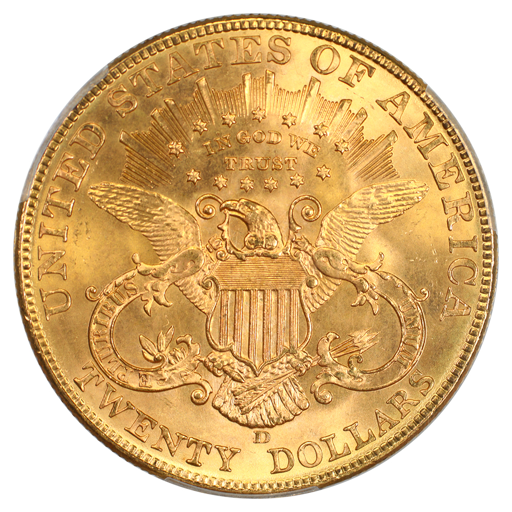 image for: 1907-D $20  PCGS MS65