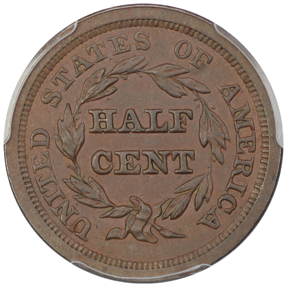 image for: 1851 1/2c PCGS AU58 BN