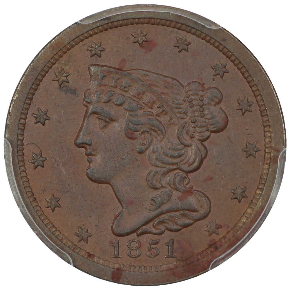 image for: 1851 1/2c PCGS AU58 BN