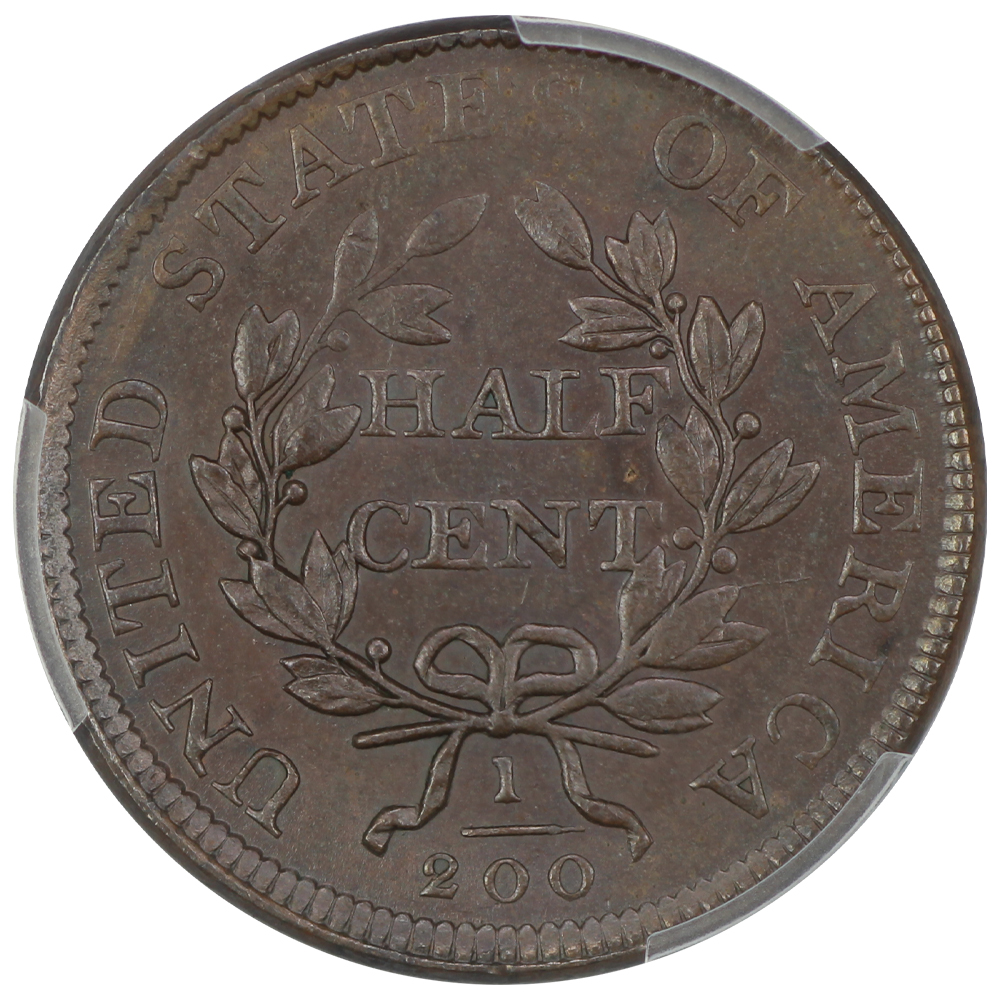 image for: 1806 Large 6, Stems 1/2c PCGS MS62 BN