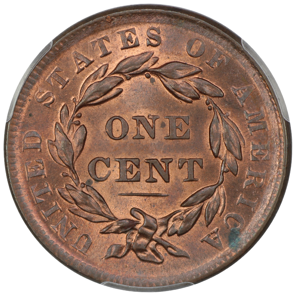 image for: 1839 Silly Head 1c PCGS MS65 RB