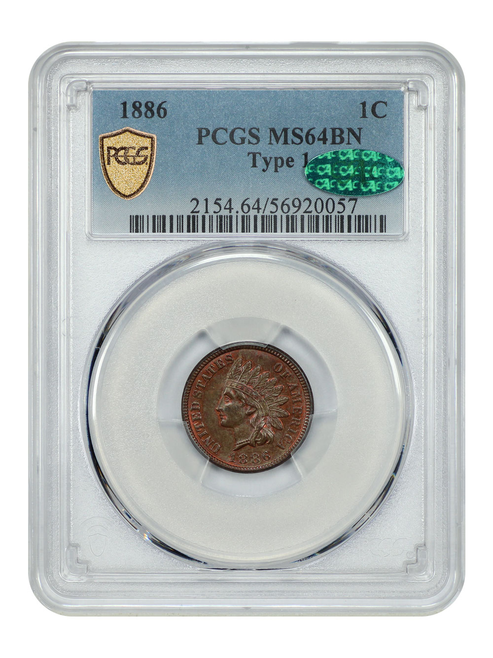 image for: 1886 Type 1 1c PCGS MS64 BN