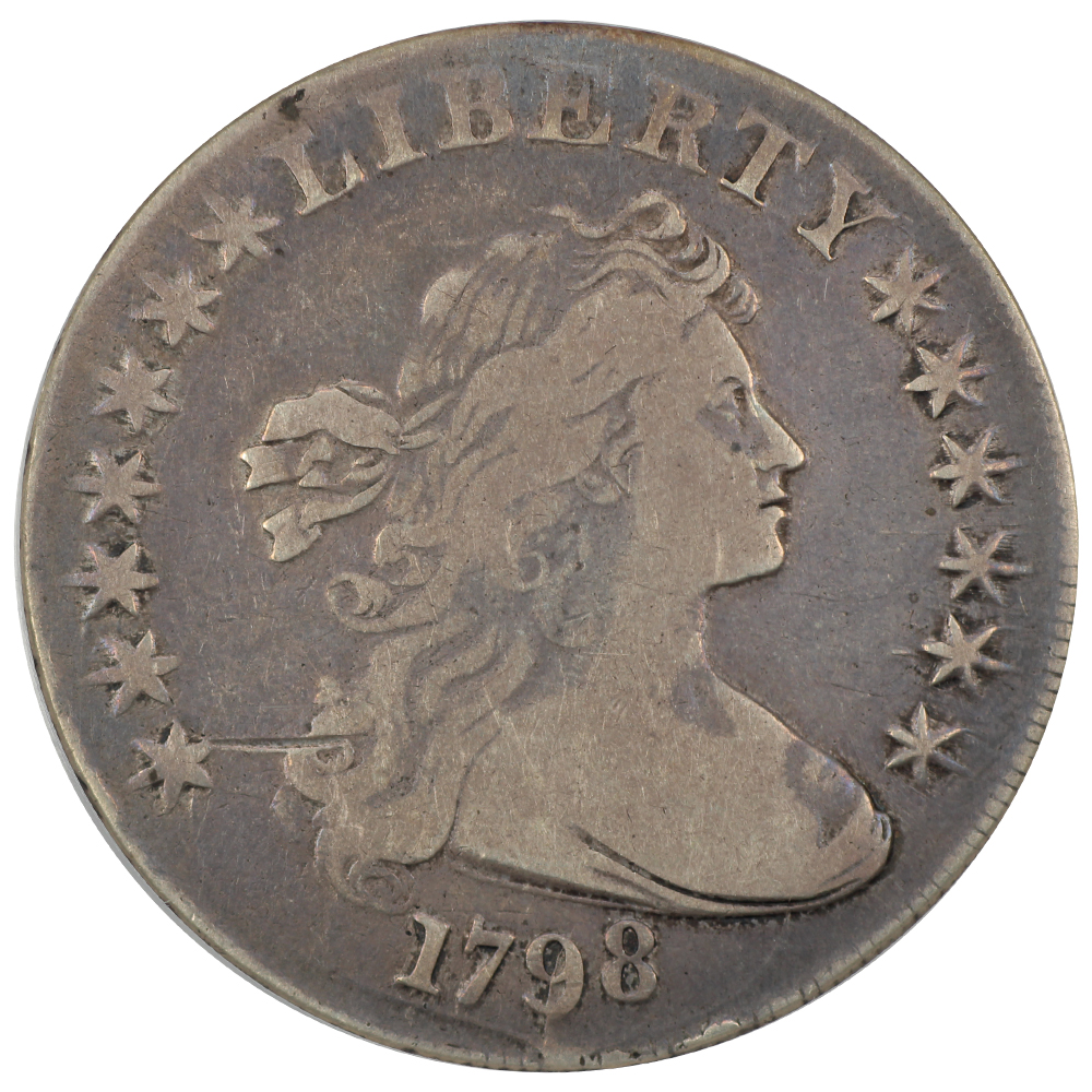 image for: 1798 Large Eagle, Pointed 9 $1  PCGS VG10