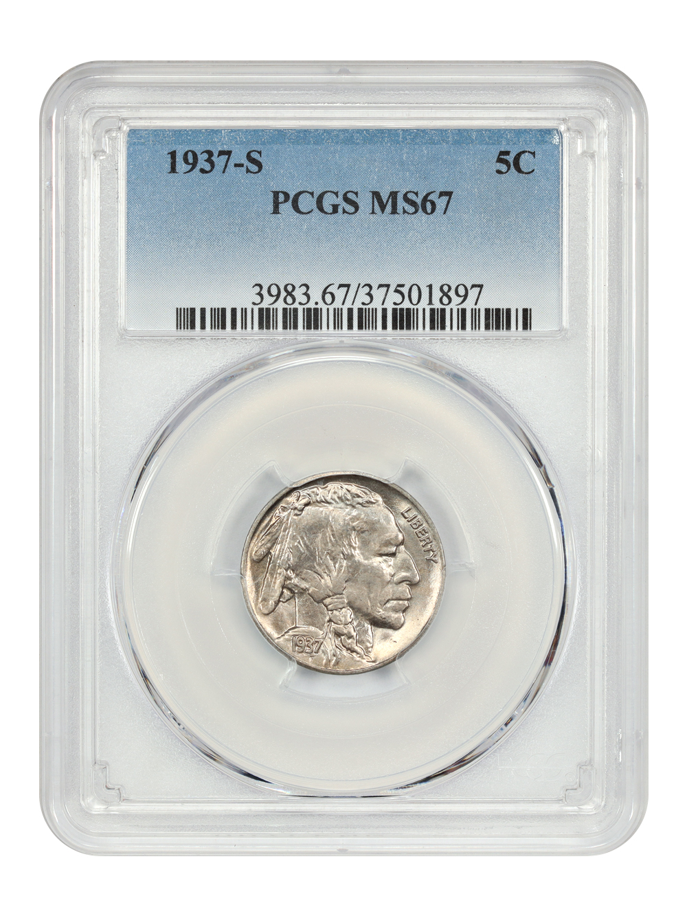 image for: 1937-S 5c PCGS MS67