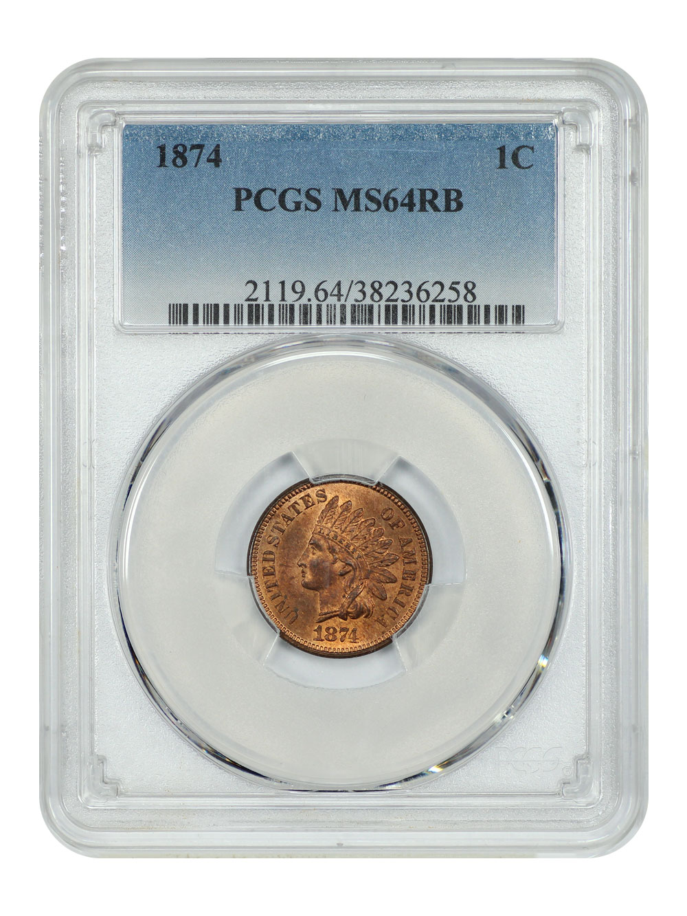 image for: 1874 1c PCGS MS64 RB