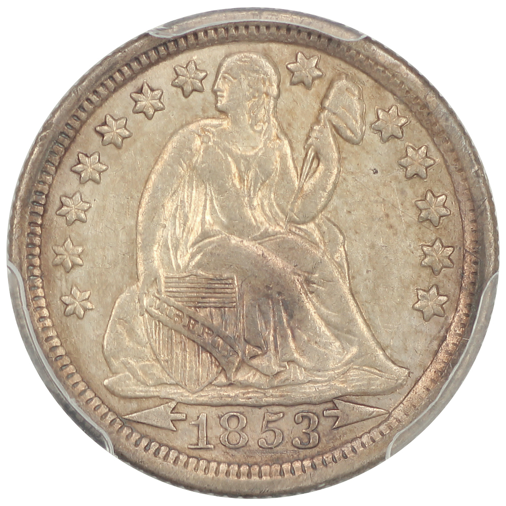 image for: 1853-O Arrows 10c PCGS AU55