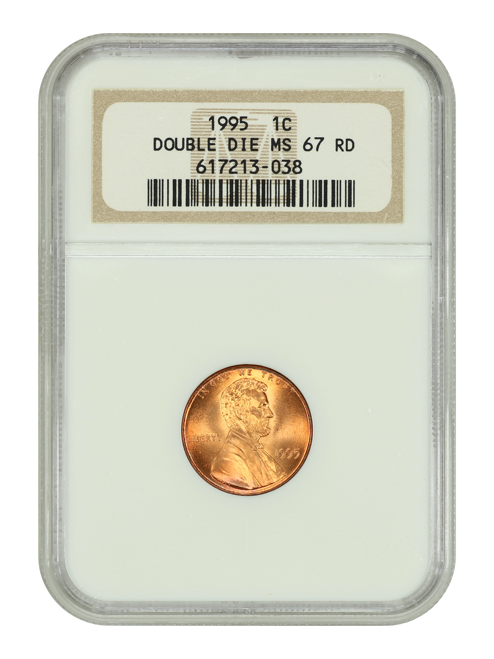 image for: 1995 Doubled Die Obverse 1c NGC MS67 RD