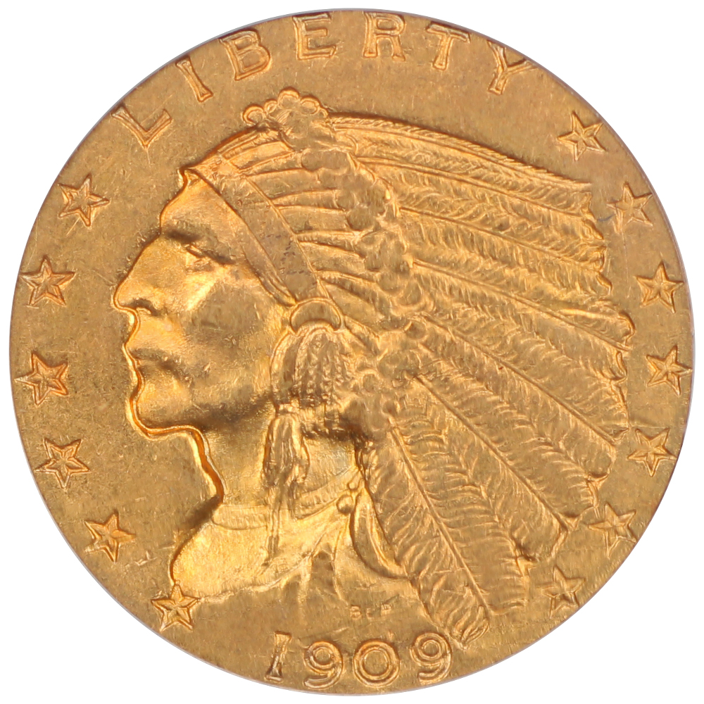 image for: 1909 $2 1/2 PCGS AU53