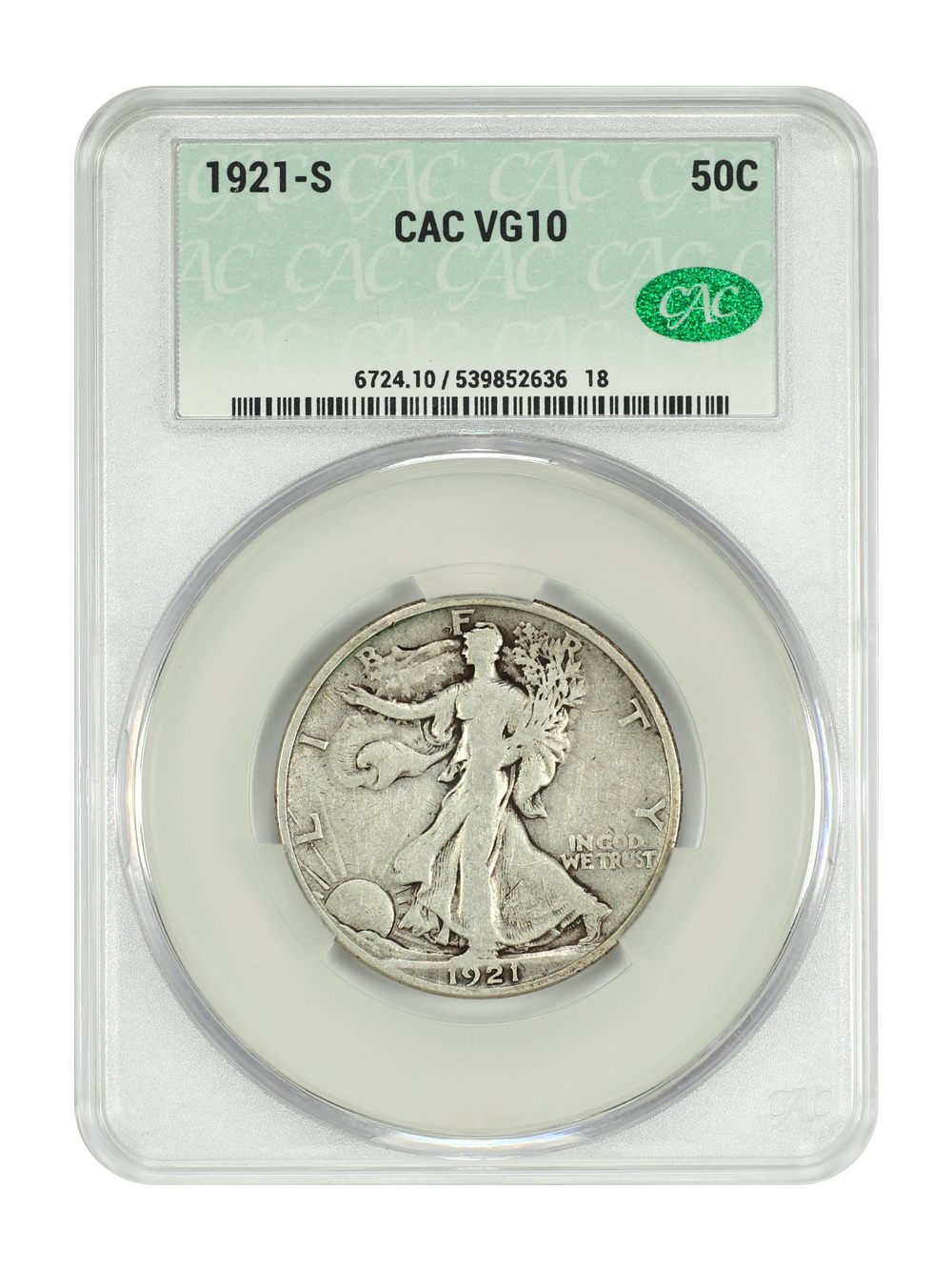 1921-S 50C CACG VG10