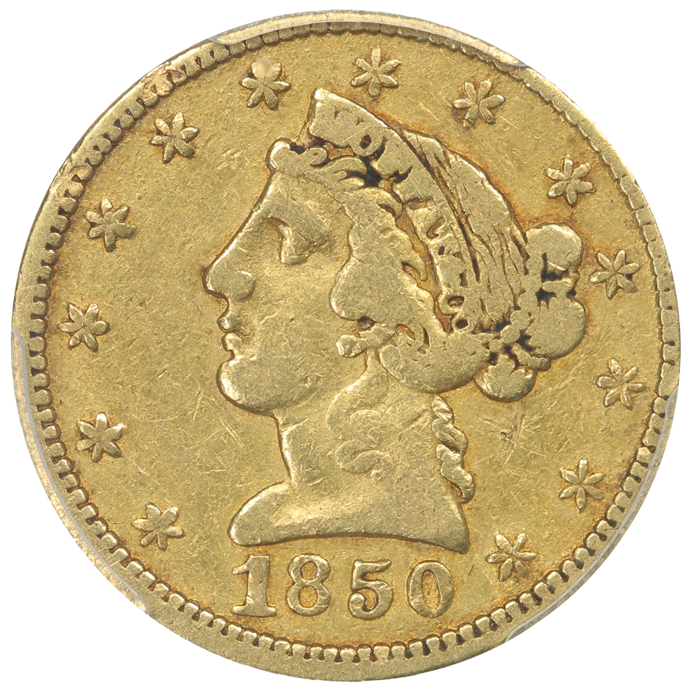 image for: 1850 Moffat & Co., K-7 G$5  PCGS VF35