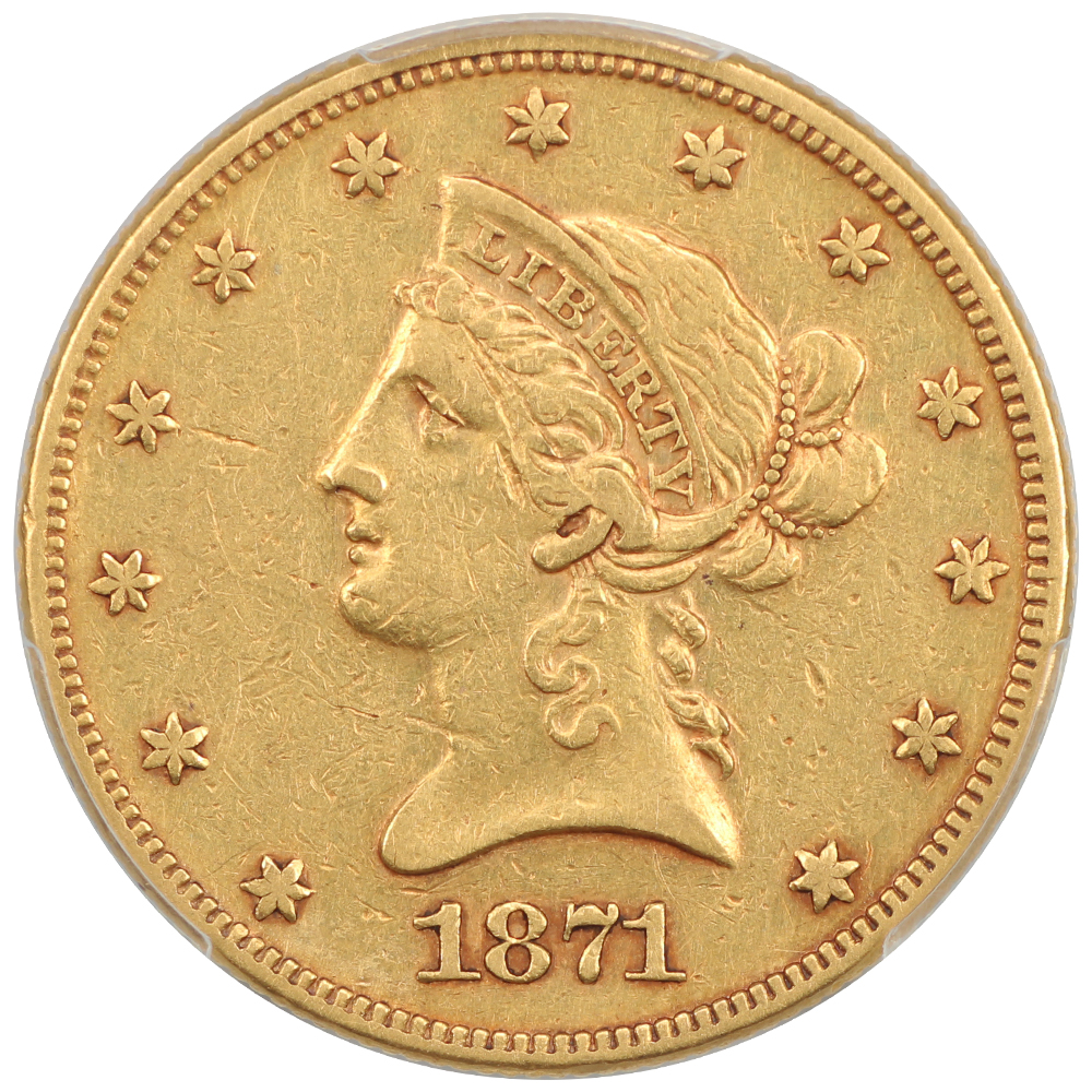image for: 1871 $10 PCGS XF40