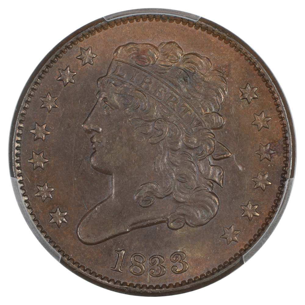 image for: 1833 1/2c PCGS MS62 BN