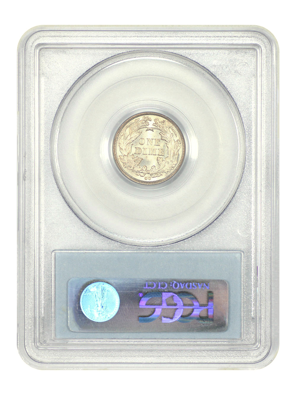 image for: 1875-CC Mintmark Below Bow 10c PCGS MS65