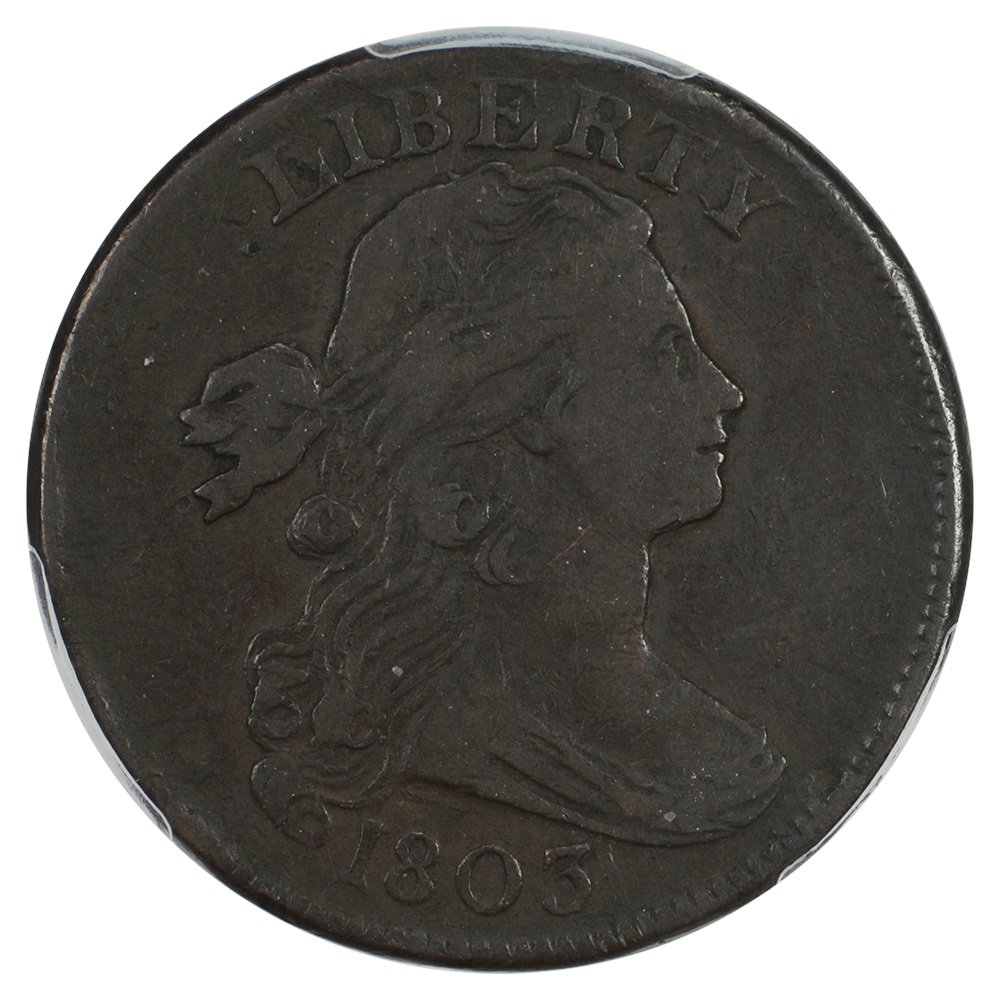 image for: 1803 Small Date, Small Fraction, S-251  1c PCGS VF20 BN