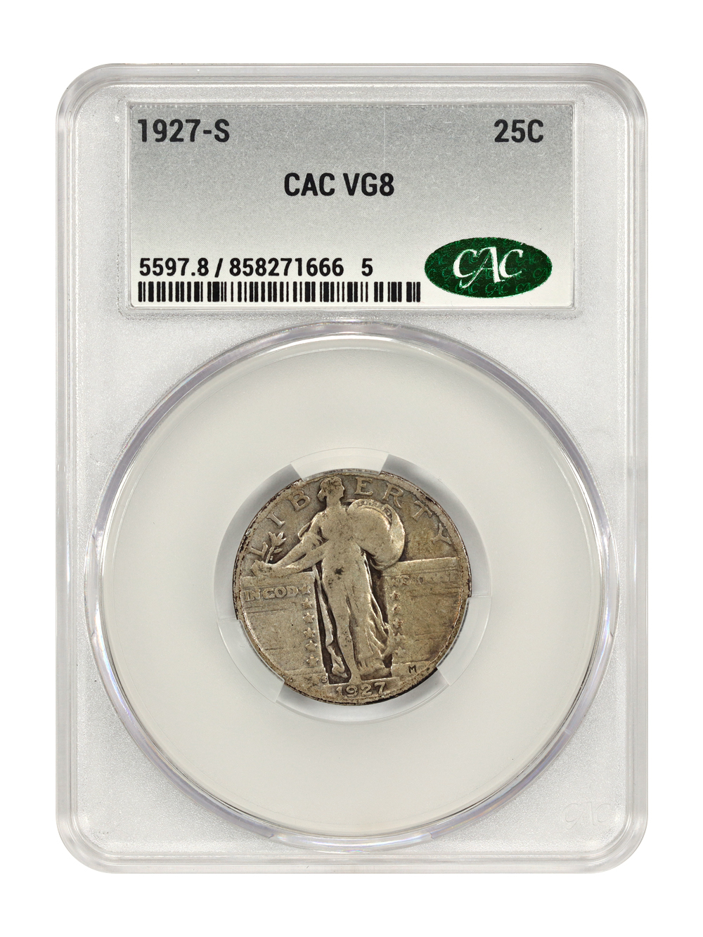 1927-S 25C CACG VG08