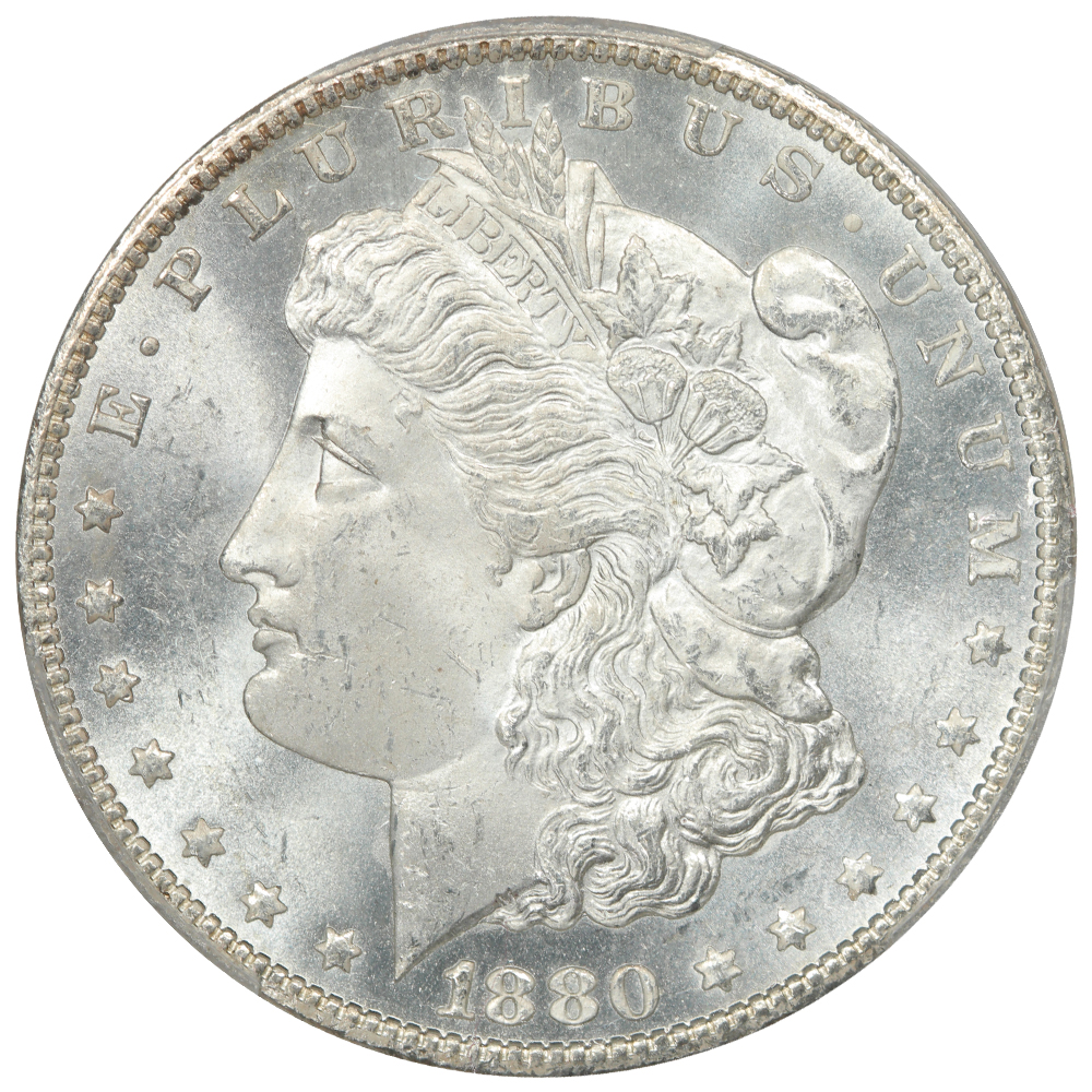 image for: 1880-CC 8/High 7 $1  PCGS MS64