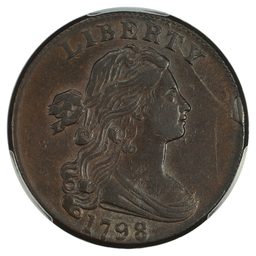 image for: 1798 2nd Hair Style, S-187  1c PCGS MS62 BN